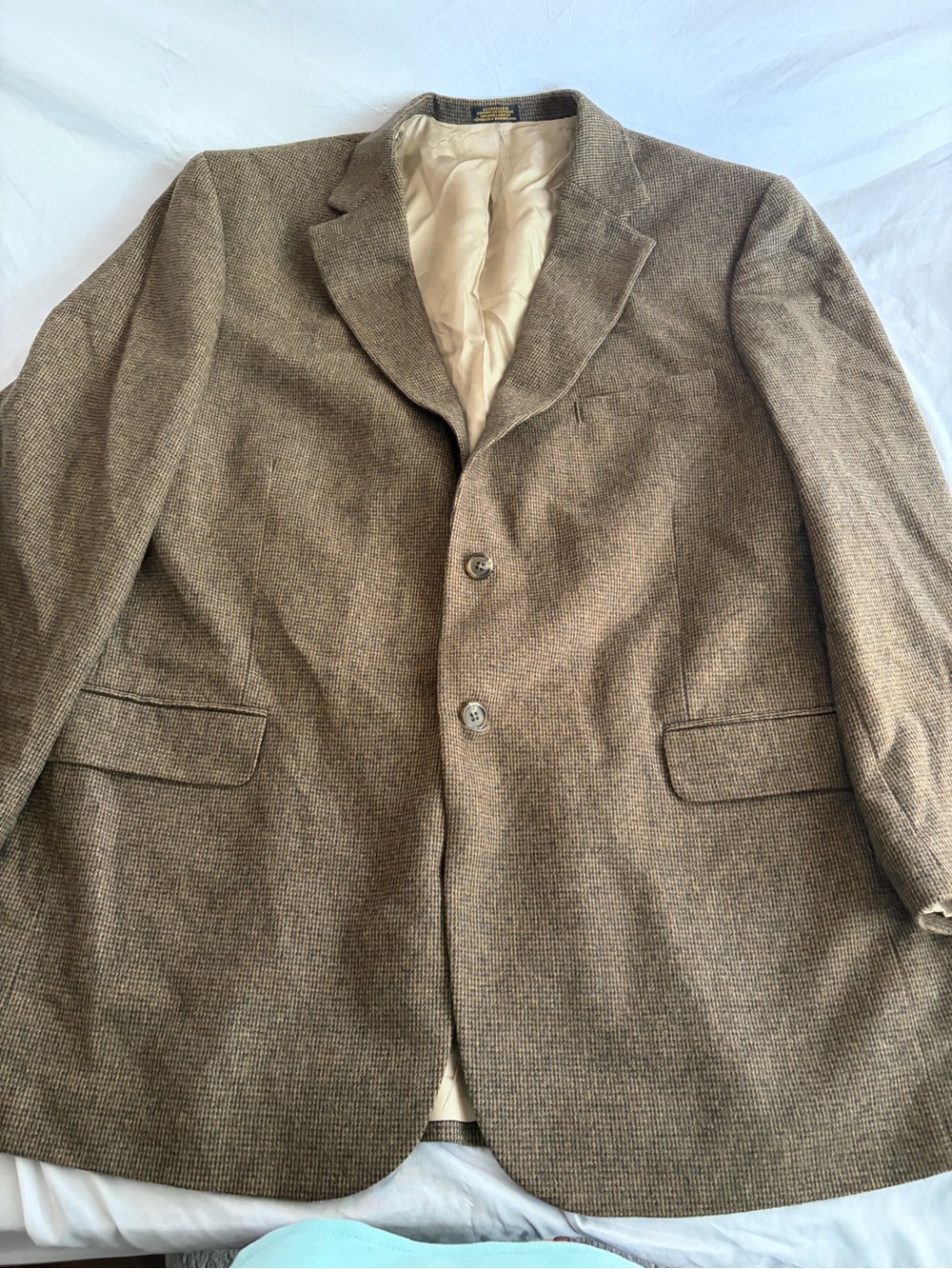 Stafford Men’s Sport Coat Size 46L Brown Tweed Wool Blend Blazer Jacket Classic